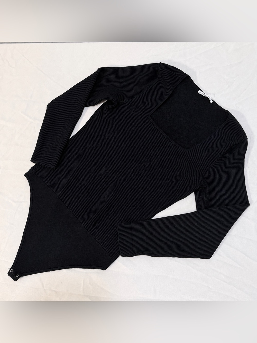 Abercrombie & Fitch Black Ribbed V-Neck Sweater Bodysuit